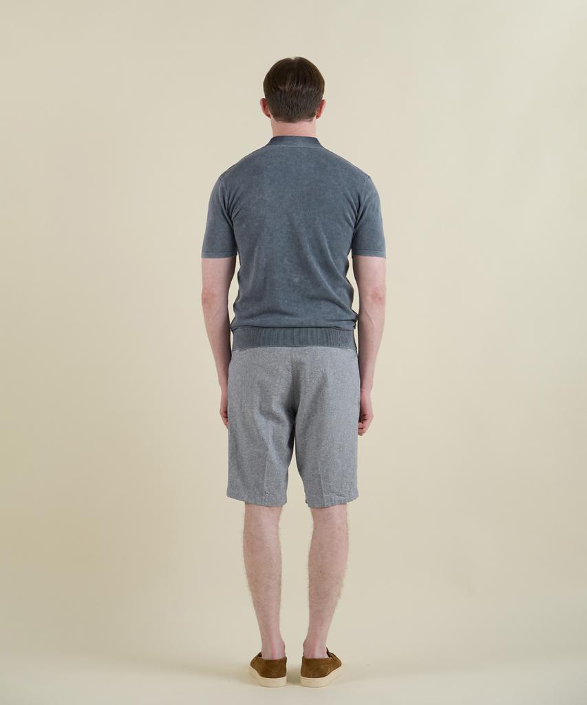 PANICALE Blue Vintage Washed Polo Knit