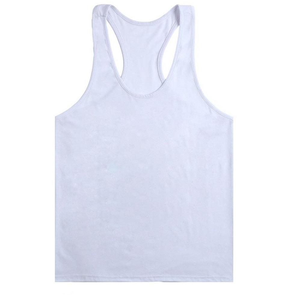 Men's Plus Size Solid Racerback Tank Top - Elastic Cotton Blend for Gym Training