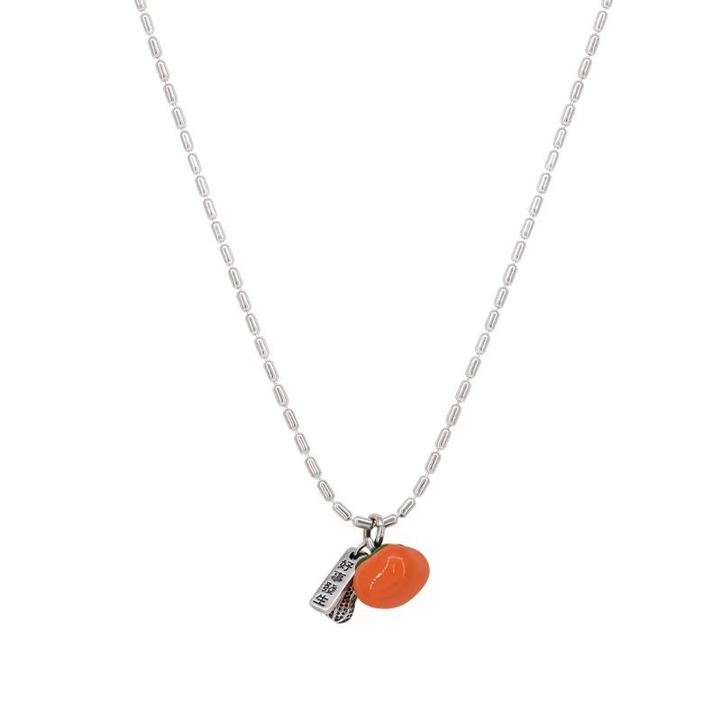 Retro Minimalist Persimmon Design Necklace For Women Versatile Sweater Chain
