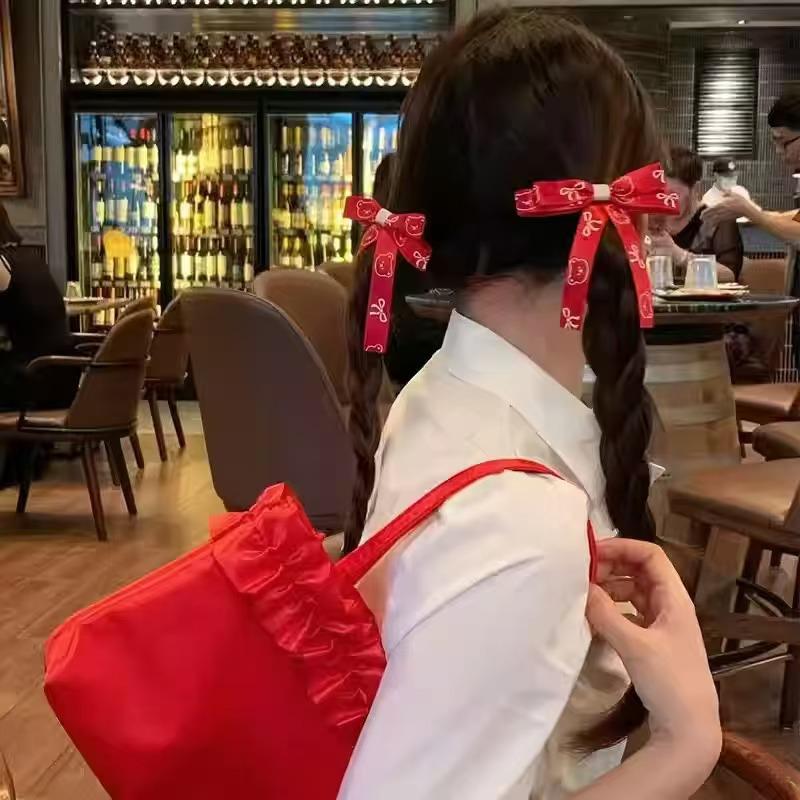 Gentle White Lace Bow Duckbill Clip for Bangs & Ponytails