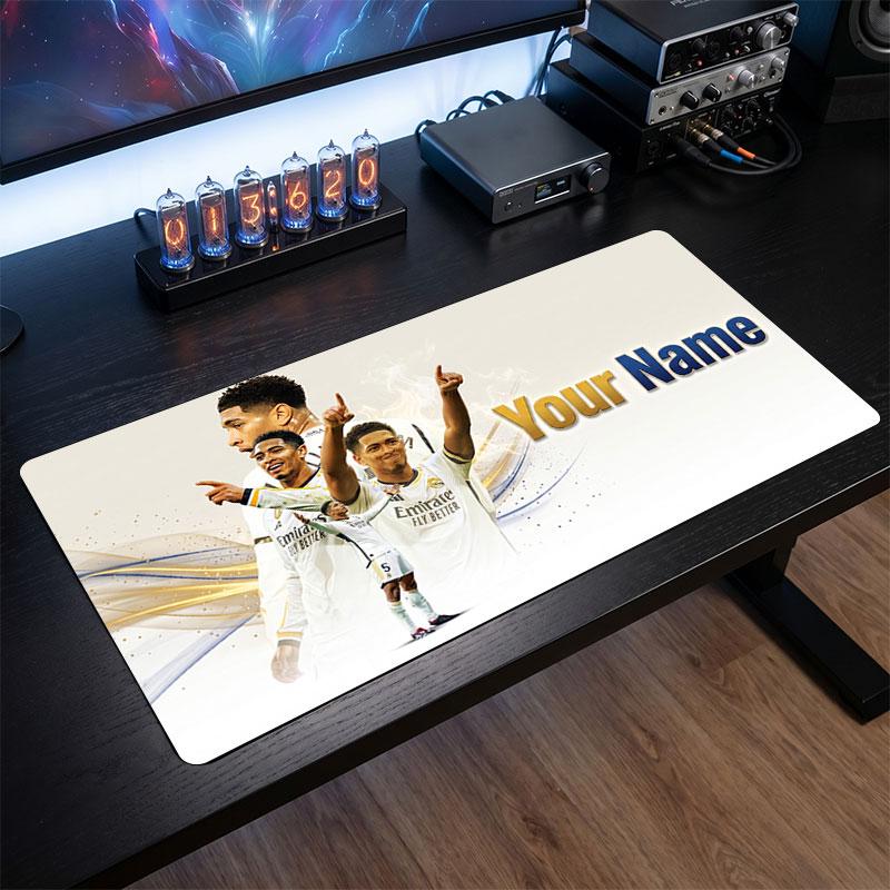 Jude Bellingham Custom Large Mouse Pad, Personalized Name Text Print, Football Logo Non‑Slip Desk Mat Gaming Gift