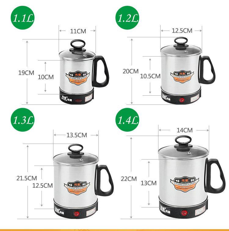 Tazza Elettrica Portatile in Acciaio Inossidabile per Bollire l'Acqua, Cucinare e Scaldare il Latte
