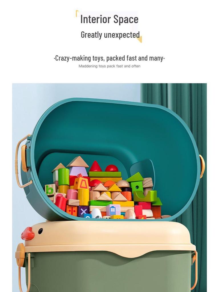 Children's Cartoon Storage Box with Wheels - Large Capacity Organizer for Toys, Clothes, and Snacks