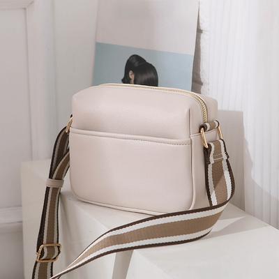 Einfarbige PU-Umhängetasche, kleine Tasche, auf Lager, kleine quadratische Tasche mit einer Schulter für Damen