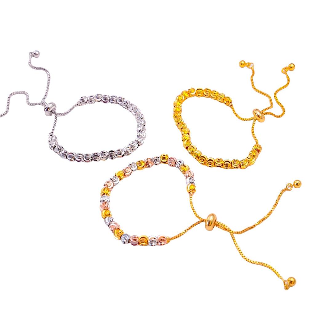 Gold-Plated Adjustable Watermelon Bead Bracelet: Versatile Ancient Charm