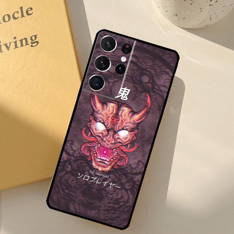 Samurai Oni Mask Phone Case For Samsung Galaxy S25 S20 S21 S22 S23 S24 Ultra S9 S10 Plus S25 FE Cover Shell