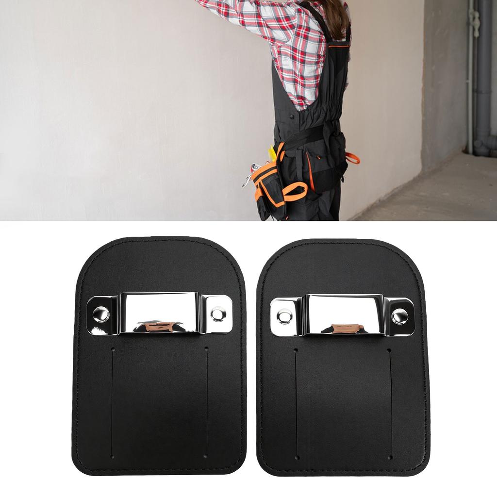 2pcs Black PU Leather Tape Measure Holder Drill Holder Belt Clip with Buckle for Woodworking Construction Electrician
