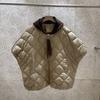 Winter European Station White Duck Down Fashion Rhombus Loose Large Size Hooded Down Vest Women's Tide