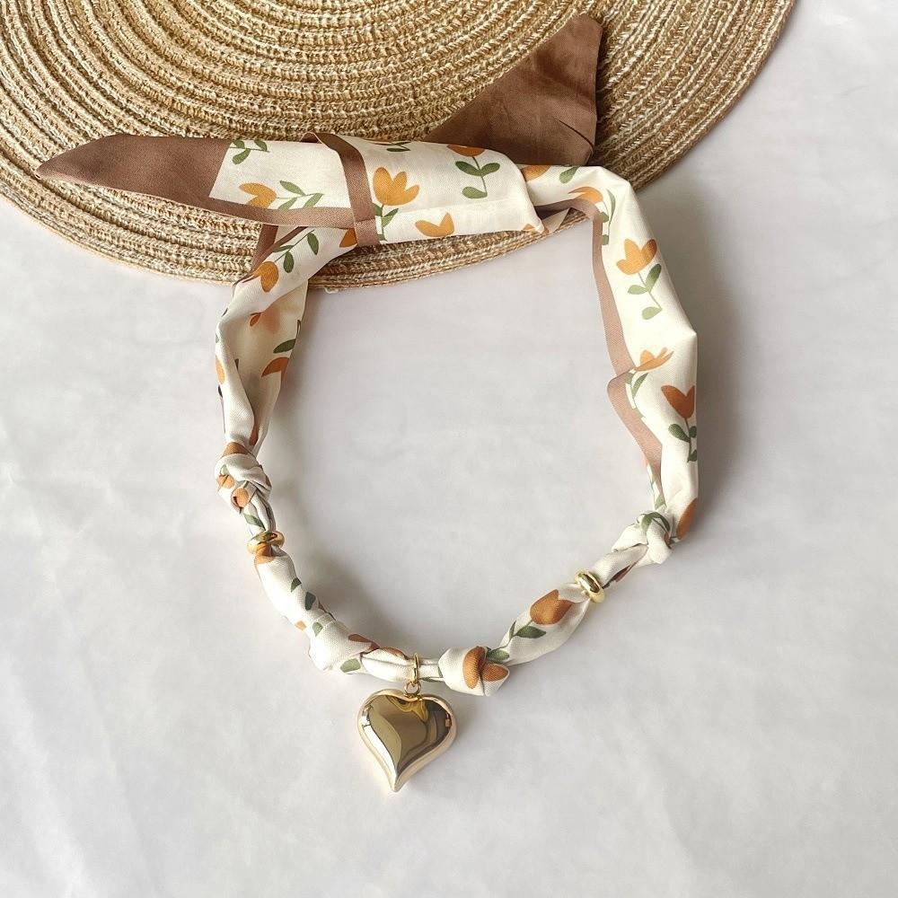 Handmade Bandana Scarf Necklace Lightweight Choker Necklace Gifts Heart Pendant  Daily Wear