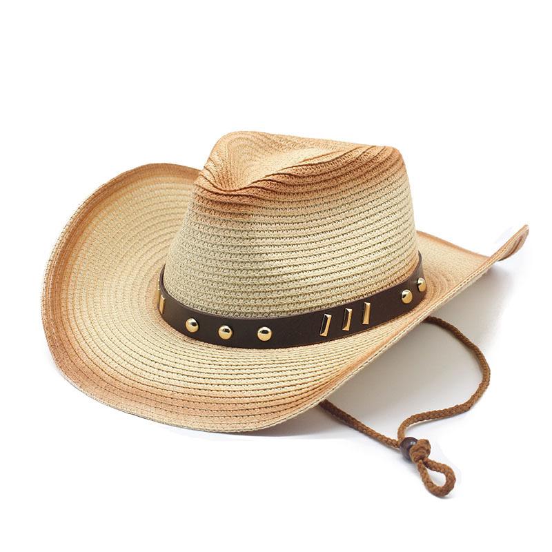 Western Seaside Sun Hat Beach Hat Men'S And Women'S Outdoor Spray Paint Denim Straw Hat Sun Hat
