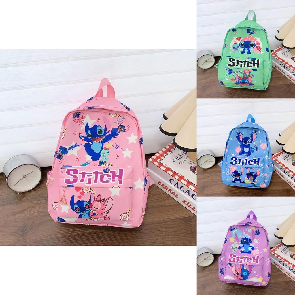 Mochila Infantil Fofa com Estampa de Desenho Lilo Angel Stitch Sorvete Bolha Amor Para Escola e Uso ao Ar Livre