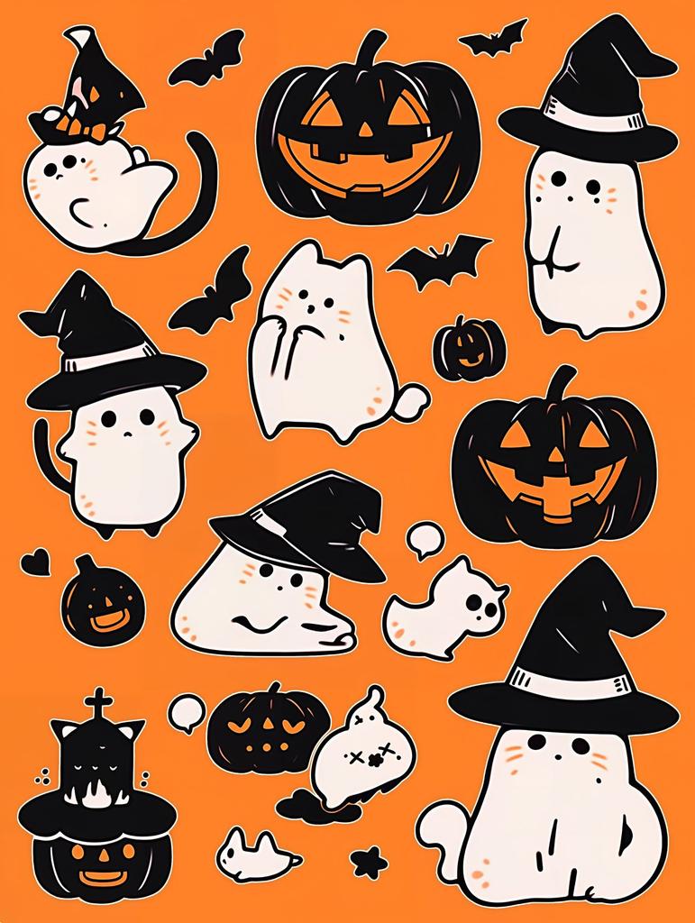 Halloween Sticker Cartoon Graffiti Style, Multi-Scene Application Texture Personalized Sticker
