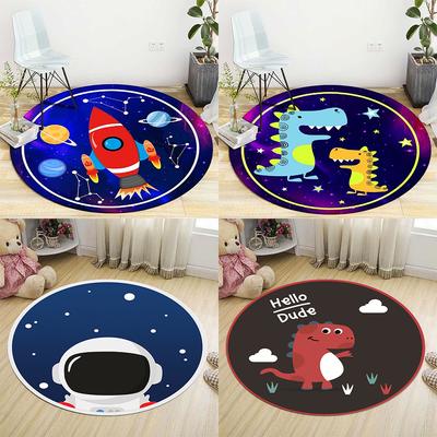 Alfombra circular con bonito patrón estampado de dibujos animados para decoración de suelo de hogar, dormitorio, estudio, habitación infantil