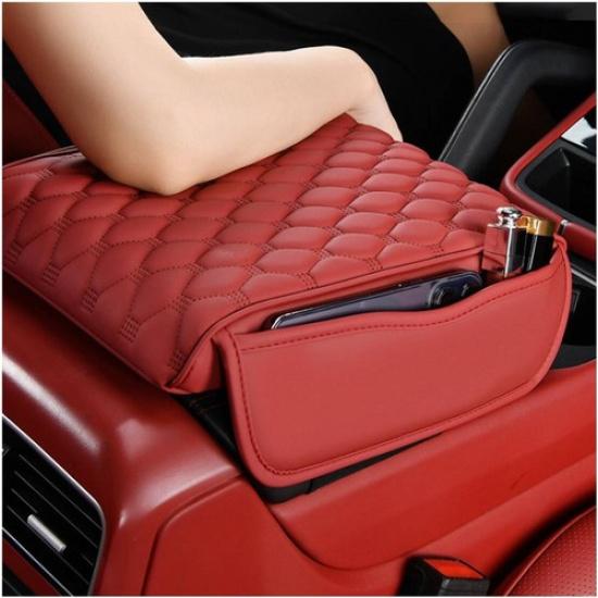 Center Console Seat Armrest Cushion Box Cover Protector With Side Pockets Use