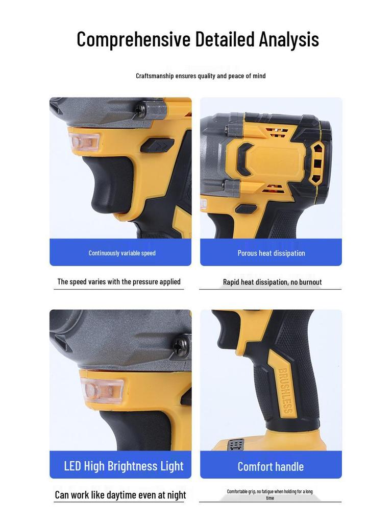 Brushless Electric Wrench with Lithium Battery - Industrial and Auto Repair Tool