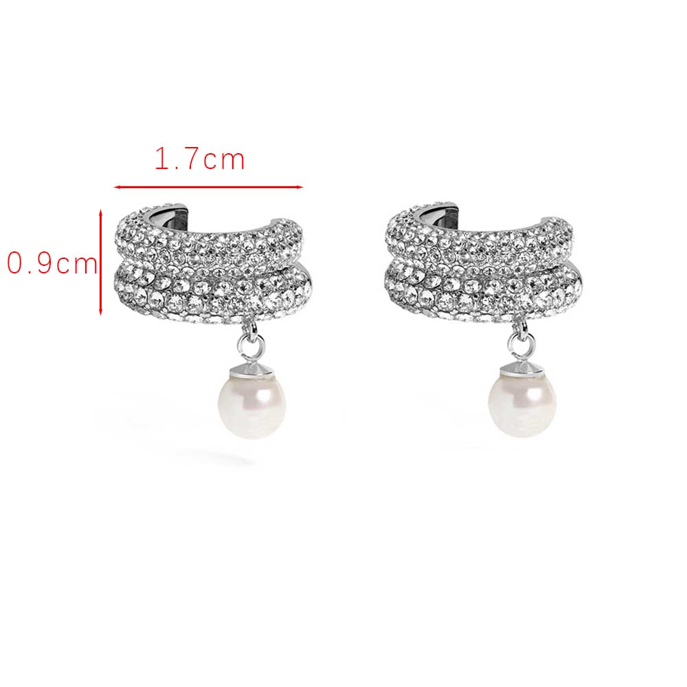Non Pierced Ear Cuff Earrings for Women Fashion Shining Zircon Pearl Dangle Cartilage Clip Earrings Wedding Party Zircon Gifts медный
