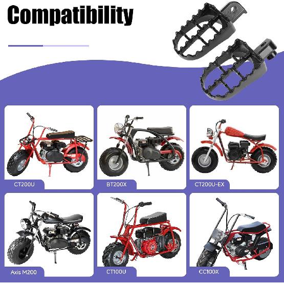 Mini Bike Foot Pegs Assembly Kit Compatible With Coleman Minibike CT200U CT200U-EX BT200X CT200U-EXR CT100U CC100X Axis M200 196Cc 200Cc 97Cc 100Cc