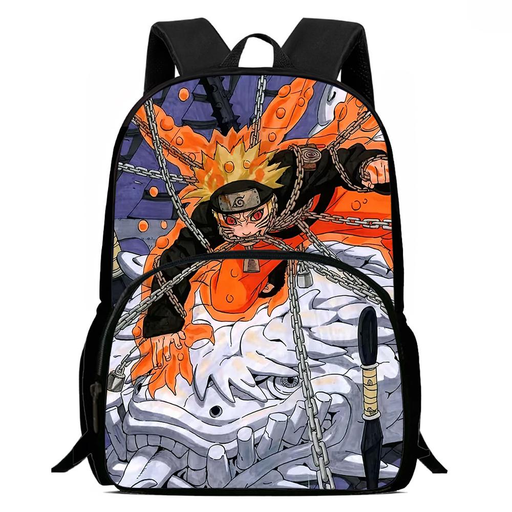 NARUTO Cartoon Anime Kids Backpack,With Adjustable Shoulder Strap & Front Pocket,Lightweight & Durable,for Boys & Girls Age 6-10