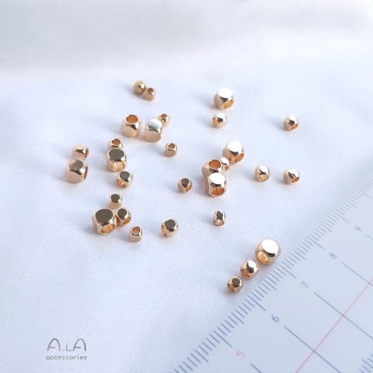 14K Gold Filled Faceted Square Bead Spacers for DIY Jewelry Bracelet and Earring Making