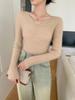 Women's V-Neck Cashmere Base Layer Sweater: Slimming, Solid Color, Soft, and Comfortable Knitwear for Autumn and Winter.