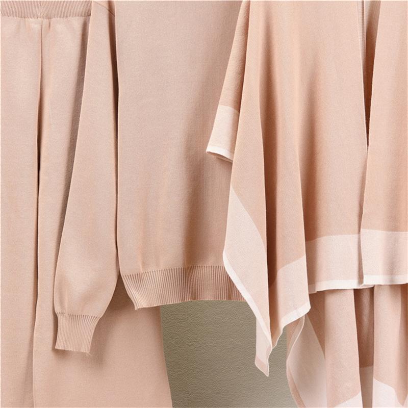 Women's Autumn Shawl Knitted Sweater Loose Wide Leg Pants Three Piece Suit Fashionable Casual Jacket Sweater Suit