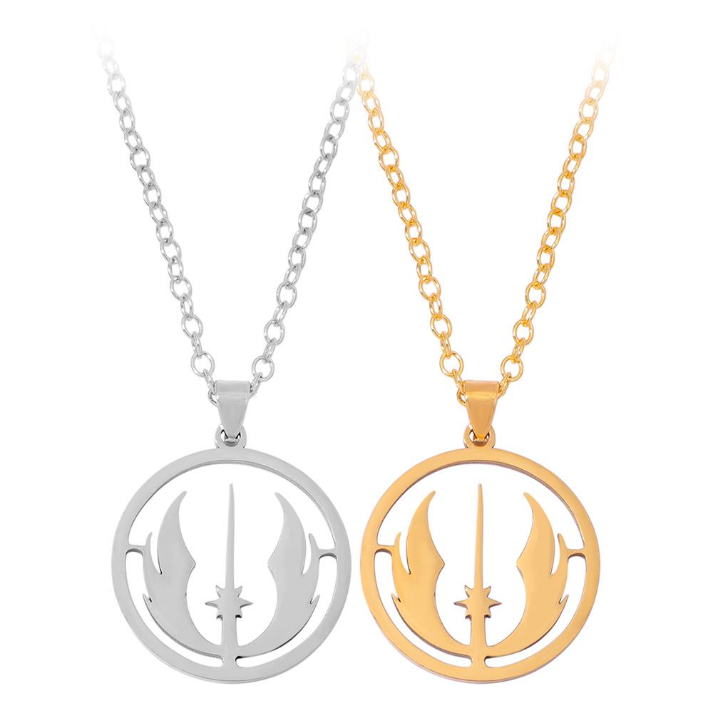 New Star Wars Jedi Order Logo Pendant Gothic Necklace Men Hip Hop 60CM