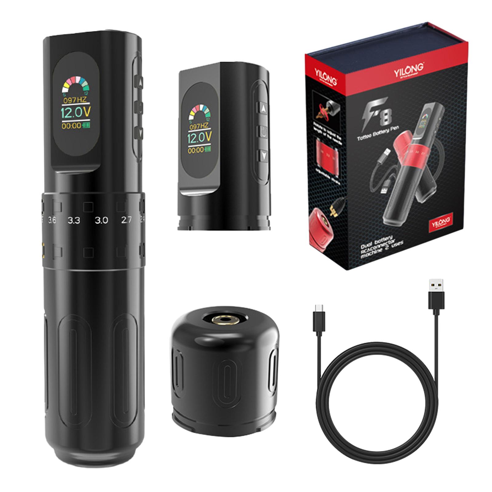 

Беспроводная роторная тату-машинка с картриджем, ручка, двойная батарея, тату-пистолеты с регулируемым ходом 2,4–4,2 мм чёрный