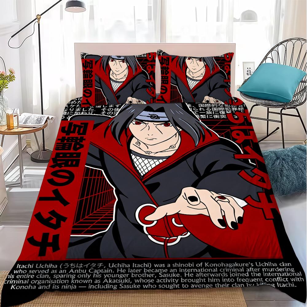 I-Itachi Anime U-Uchiha Duvet Cover Set Home Style Bedding Soft Laundry Cotton Bed 3 Piece Set Student Dormitory Gift