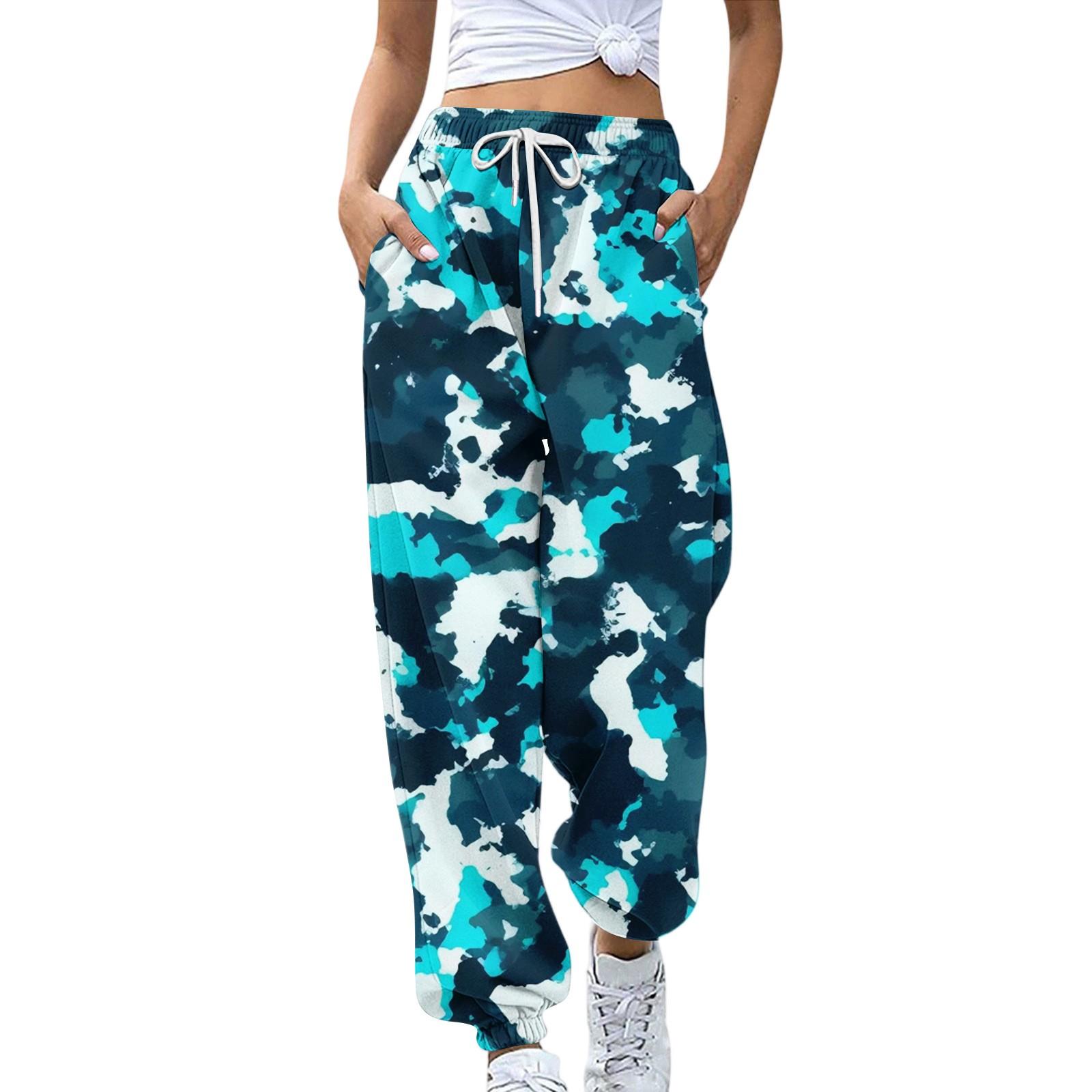

Женские спортивные брюки с карманами, модные брюки с камуфляжным принтом, эластичные брюки на талии, повседневные спортивные штаны M