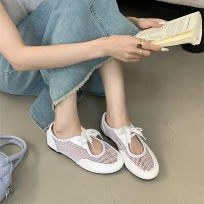 Frühling Herbst Runde Zehenpartie Flacher Boden Gespleißt Ausgeschnitten Schleife Mary Jane Einzelne Schuhe Lässig Vielseitig Weicher Boden Damen Schuhe