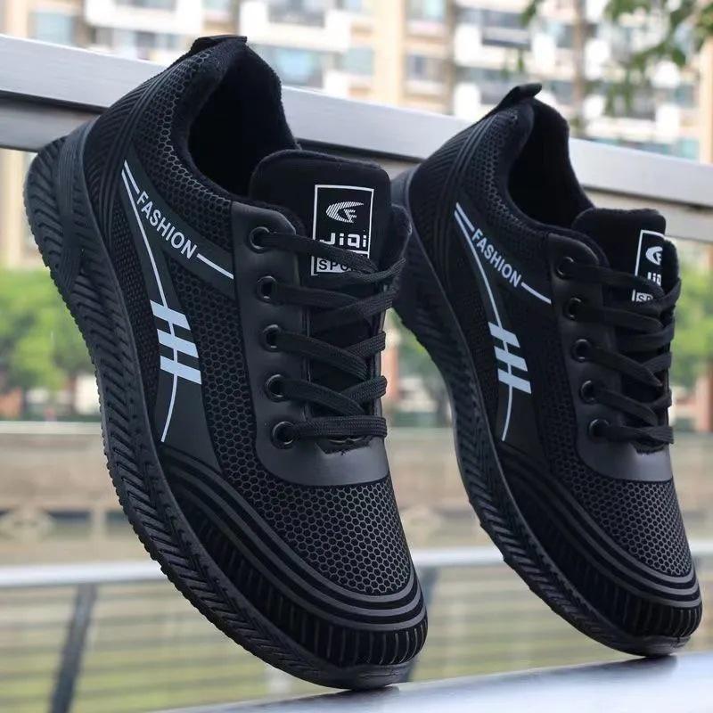 Men's Lightweight White Leather Waterproof Non-Slip Casual Work Sneakers for Autumn