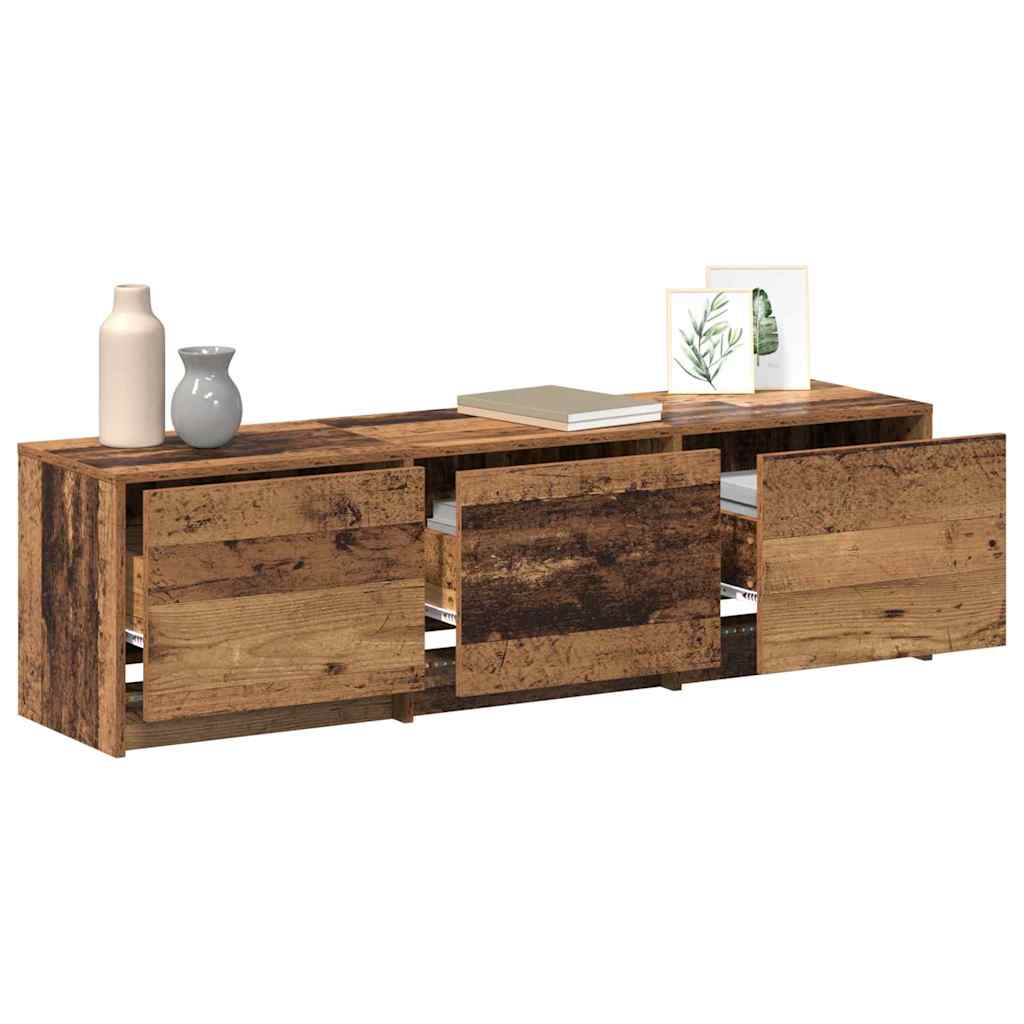 TV Stand with LED Lighting Reclaimed Wood Look 140 x 34 x 40 cm Particleboard