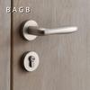 Silent Magnetic Suction Door Lock with Brushed Nickel Finish, Ideal for Bedroom or Home, Includes Handle and Split Lock Fixtures.