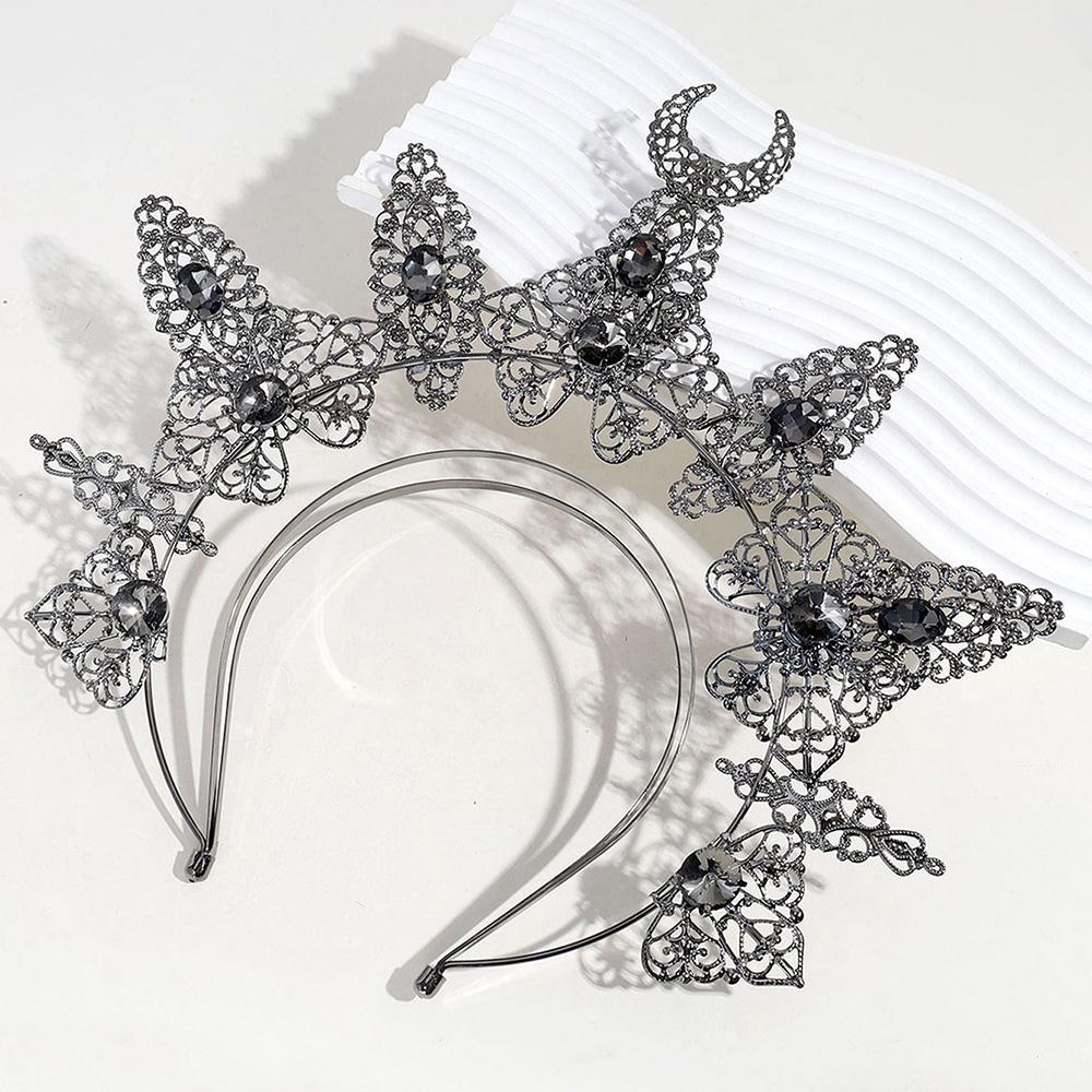 

1pc Gothic Halo Crown Retro Horn Baroque Neutral Tiara Party Banquet Exaggerated Halloween Eye-Catching Hair Accessory Crown