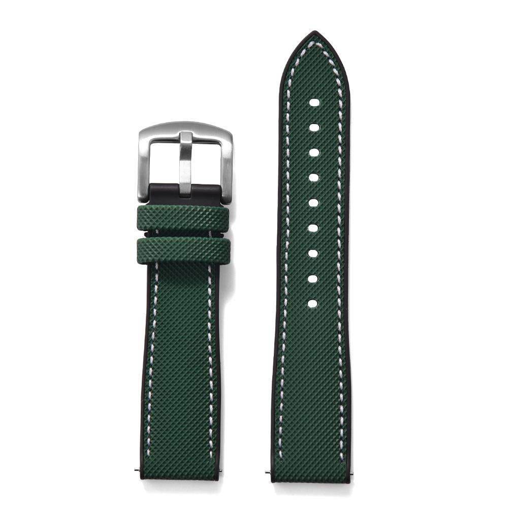 Premium Hybrid Leather FKM Sailcloth Watch Strap 18mm 20mm 22mm 24mm Fluoro Rubber Leather Watchband For Each Brand Diving Watch