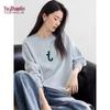 Yuzhaolin Women's Letter Print Round Neck Sweatshirt