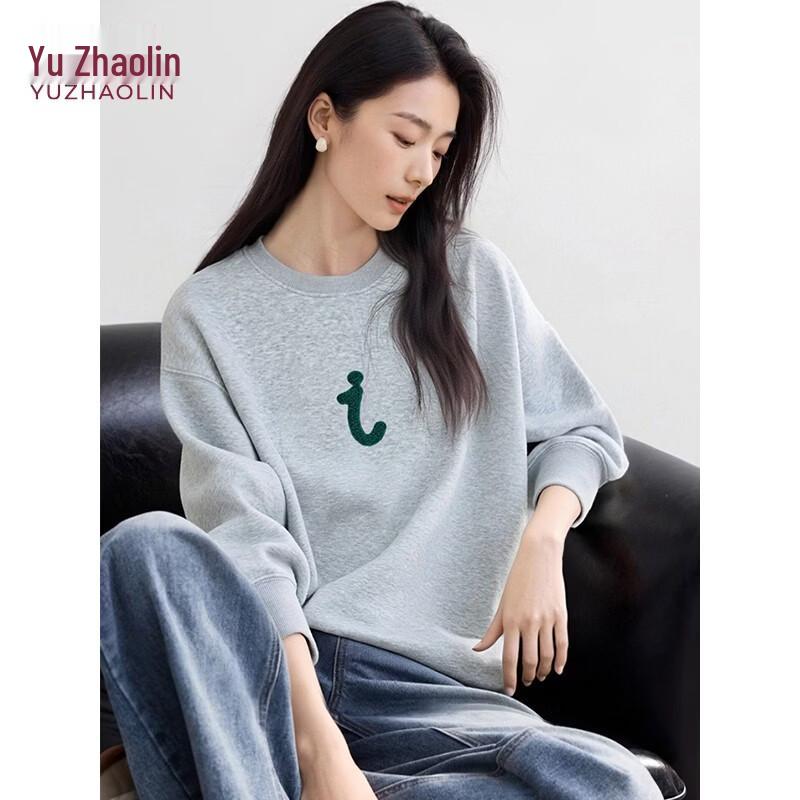 Yuzhaolin Women's Letter Print Round Neck Sweatshirt