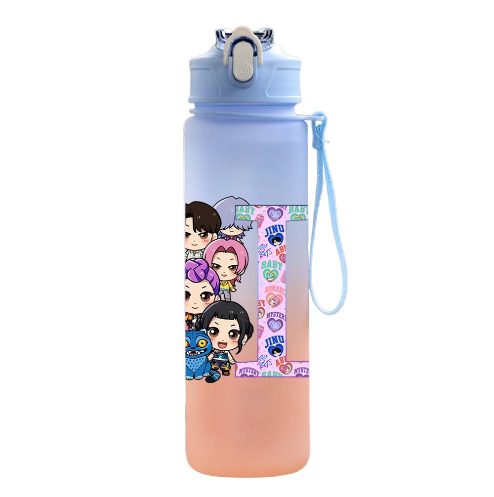 750Ml Water Bottle Anime 26 English Letter K-Pop Demon Hunters Printed Large Capacity Drinking Cup Portable Outdoor Sports Water Cup Children Kid Gift