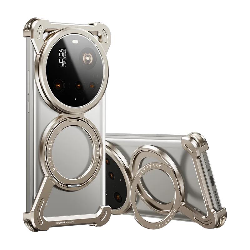 

Металлический чехол Oatsbasf для Xiaomi 15 14 Ultra/Pro Чехол с кольцом-подставкой 360° Magsafe Ударопрочный для Xiaomi 15 14 Xiaomi 14 Ultra