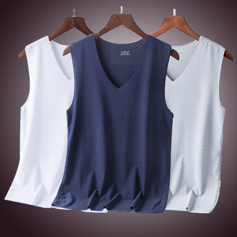 Men's Quick-Drying Slim Fit V-Neck Mesh Ice Silk Summer Tank Top