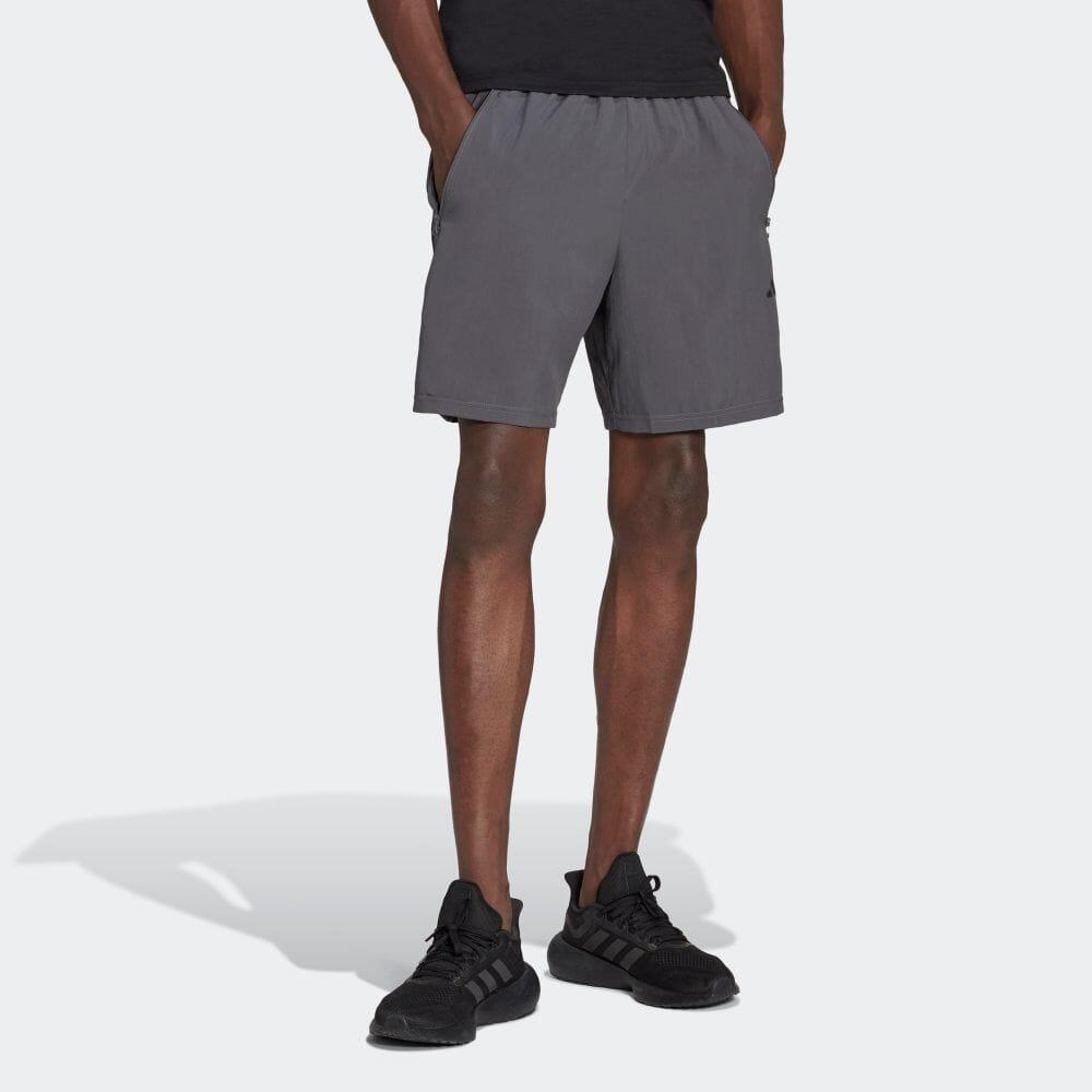 Adidas SS23 Solid Color Logo Print Fitness Sports Shorts Men Shorts Gray IC6978