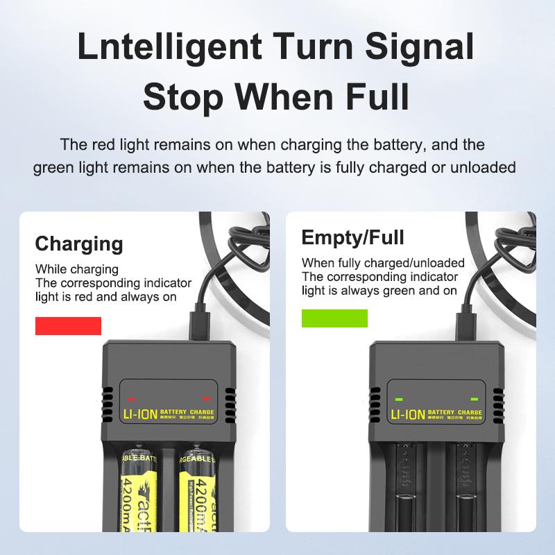 18650 Battery Charger 2 Slots Dual for 18650 4.2V Rechargeable Lithium Battery Charger Adapter for 18650 16340 14500 21700
