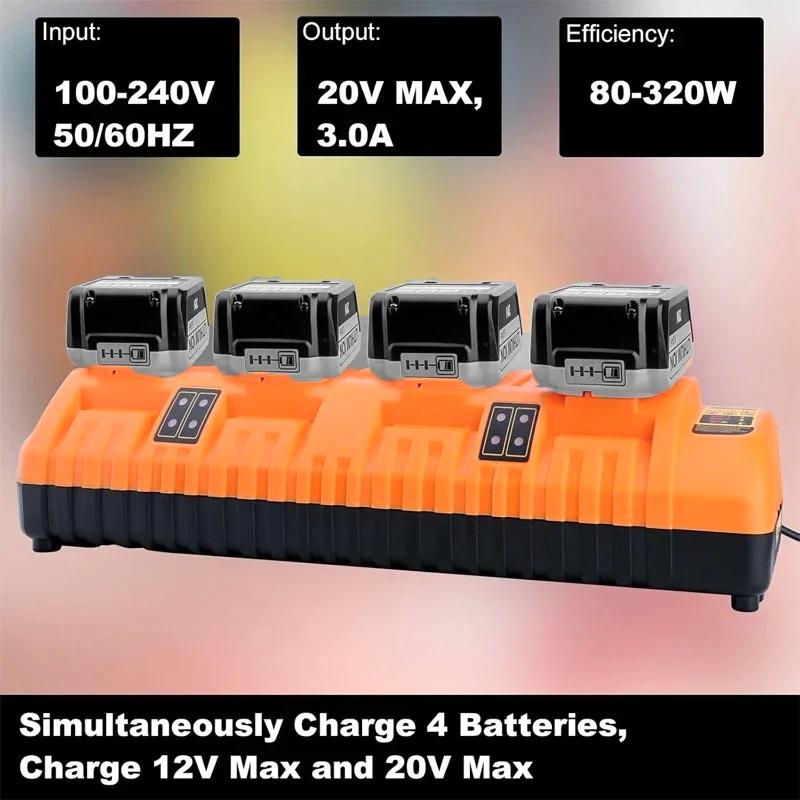 DCB104 Li-ion Battery Charger 4-Port 2A Current For Dewaltt 10.8V 12V 14.4V 18V 20V 60V DCB127 DCB105 DCB118 DCB112 DCB119 DCB10