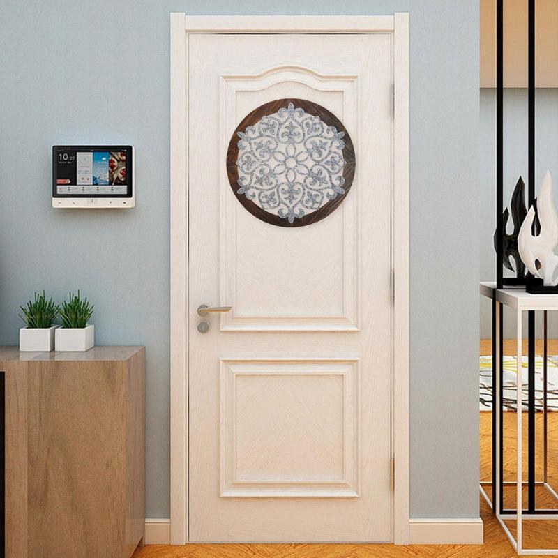 Pogrubiona Rustykalna Dekoracja Ścienna Okrągła Rzeźbiona Kwiatowa Boho Art Dekoracja Okrągła Rustykalna Sztuka Ścienna Nowoczesna Dekoracja Do Sypialni Łazienki