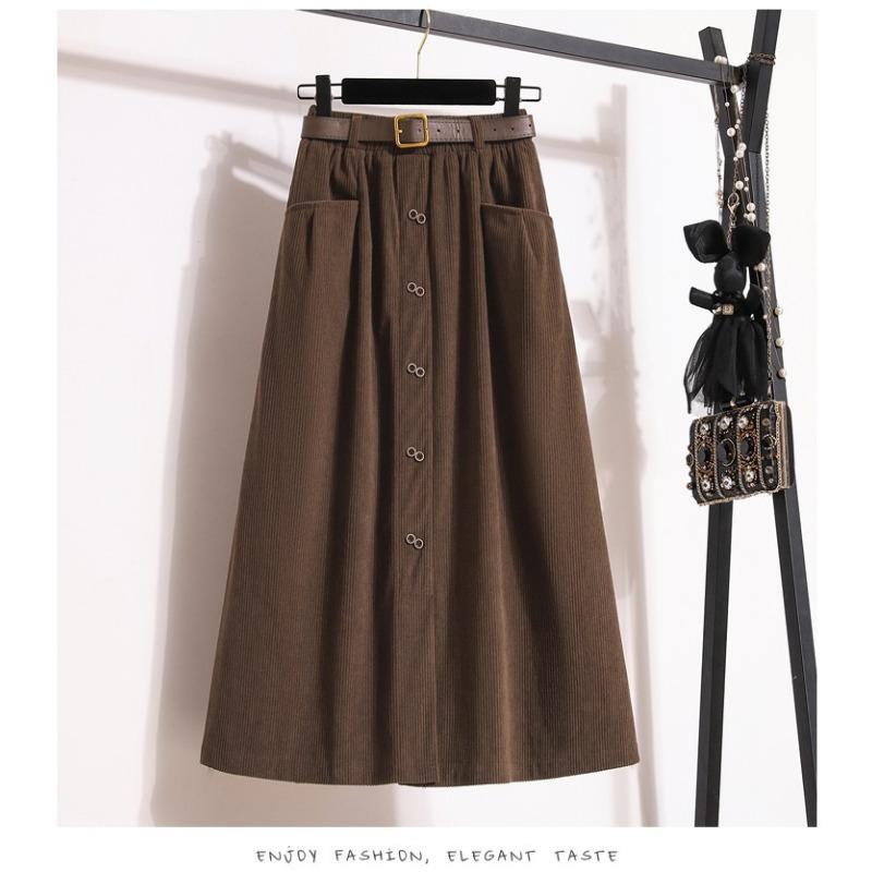 

Женская ретро вельветовая юбка для полных женщин ММ закрывает бедра и стройнит, юбка-зонт, юбка А-силуэта с высокой талией L