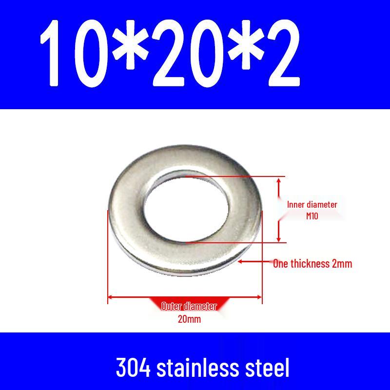304 Stainless Steel Flat Gasket Washer, Metal Spacer for M2-M20.