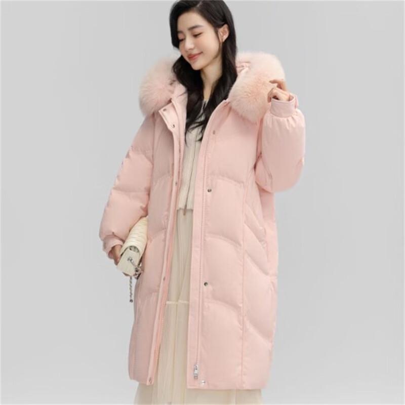 YAYA Women's Long Over-Knee Fur Collar Down Parka