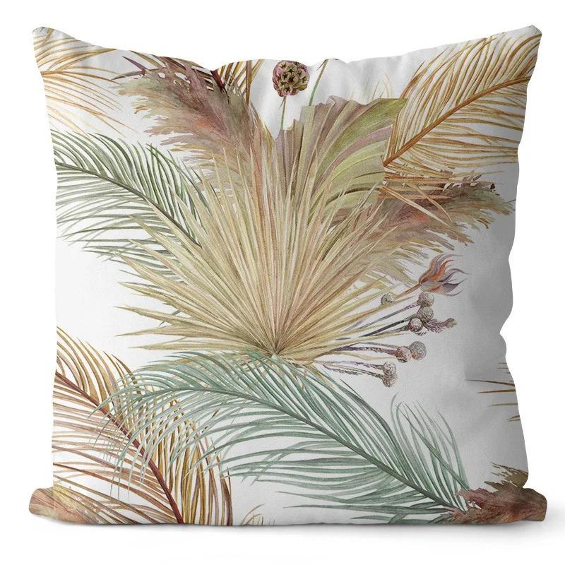 45x45 Cm Ginkgo Print Cushion Cover for Living Room Sofa Bedroom Home Decoration Square Polyester Pillowcase Waist Pillow Cover