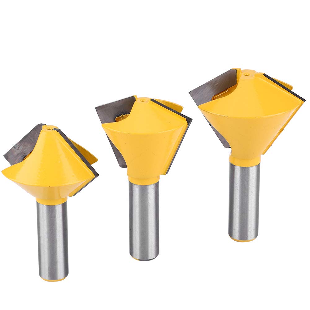 Router Bit, 3pcsset 1/2 Shank Bird's Mouth Glue Joint Router Bit Woodworking Milling Cutter for Solid Wood, Hardwood, Chipboard, Routerbit