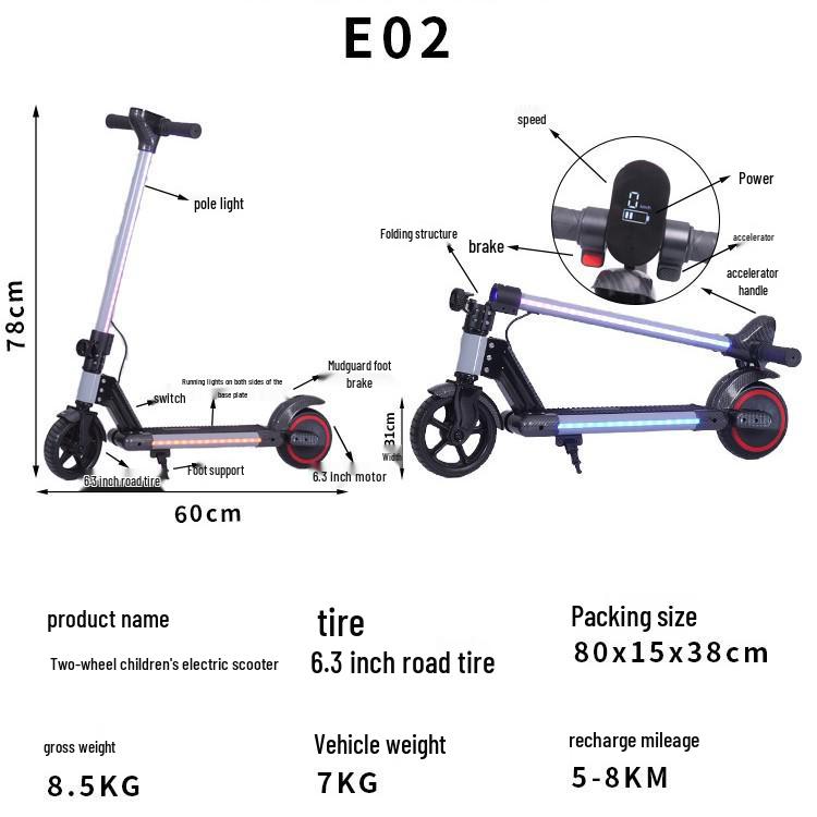 Wiederaufladbarer Faltbarer Kinderroller: Leichtes, Tragbares Zweirad-Spielzeug für Pendler